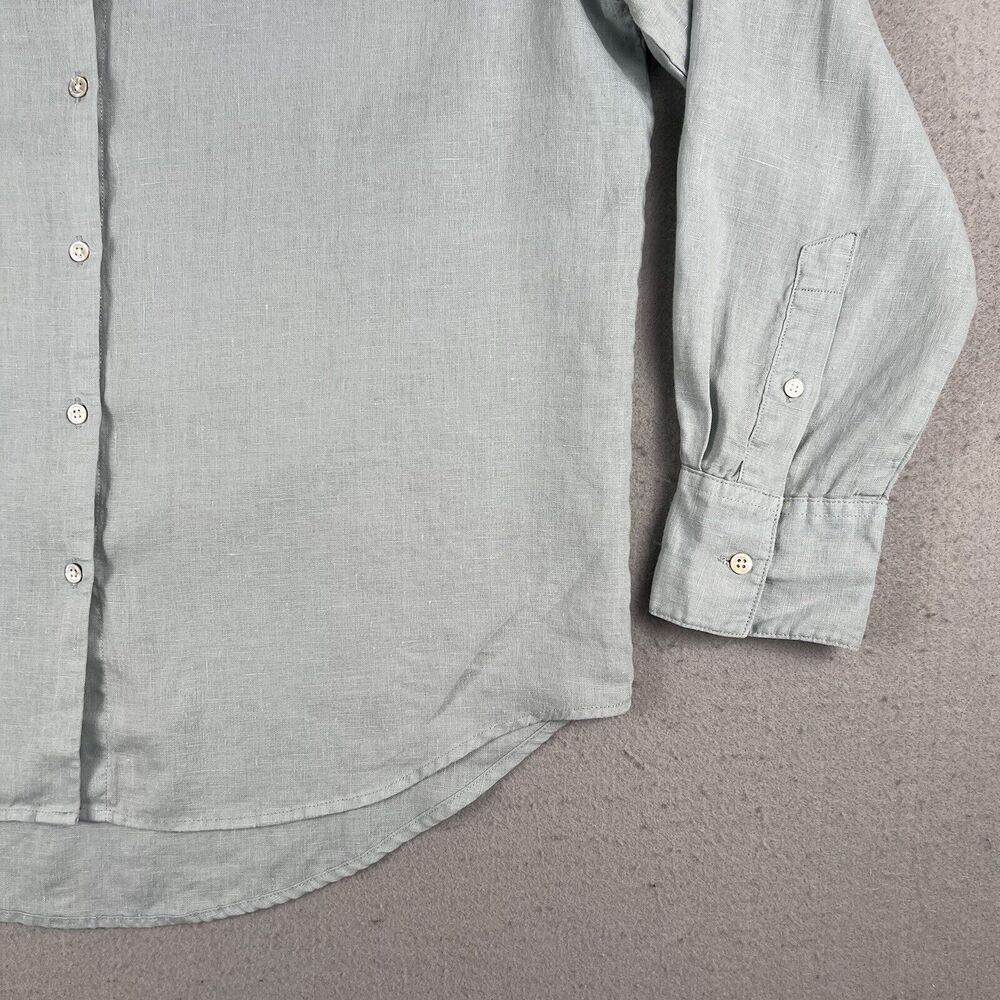 Assembly‎ Label Linen Long Sleeve Collared Button Up Blue Shirt Womens Size 10 - Picture 3 of 11